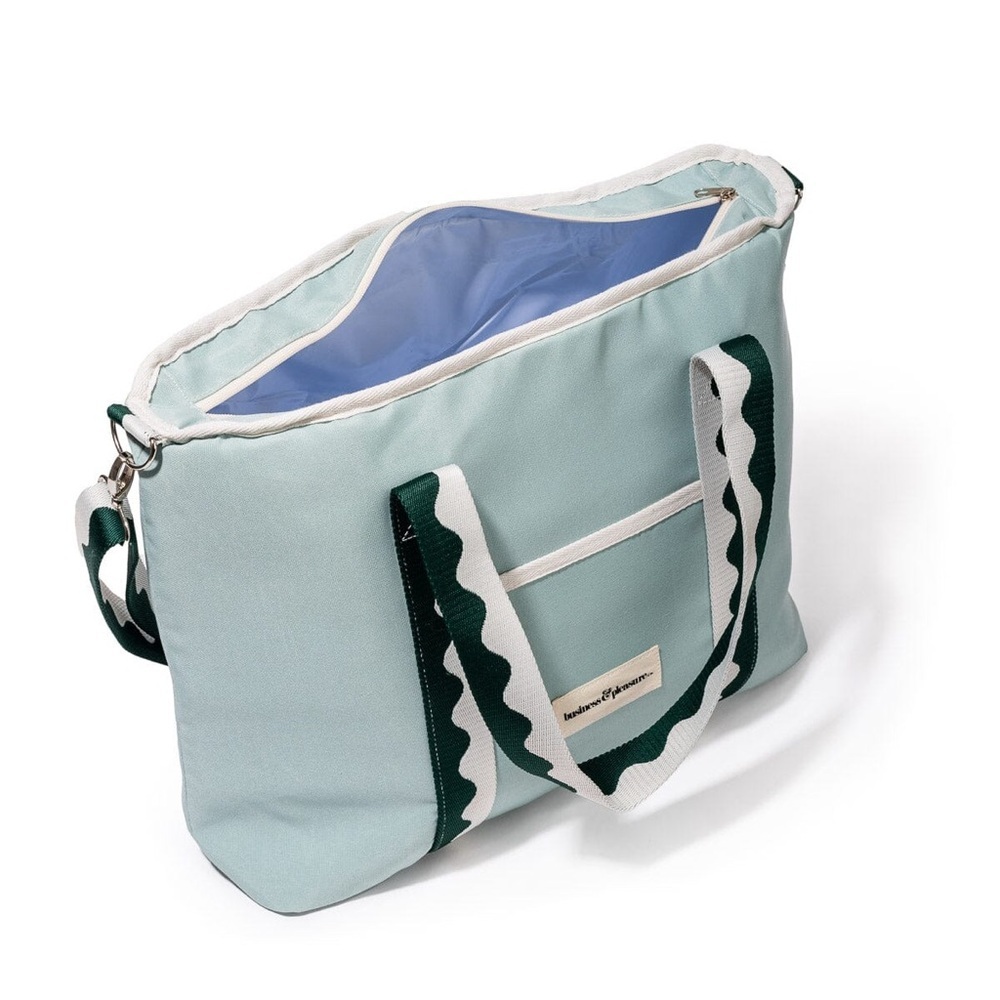 Chic Green and Cream Cooler Tote with Dual Color Handles - Picture 5 of 7